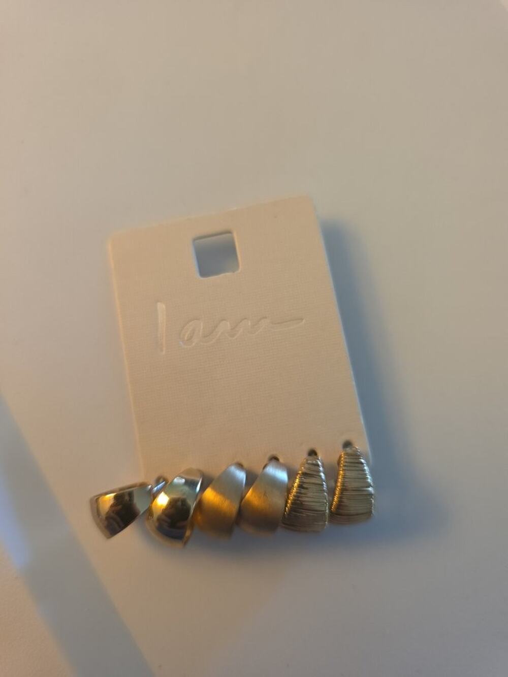 I am Mixed Metal Hoop Earrings Set